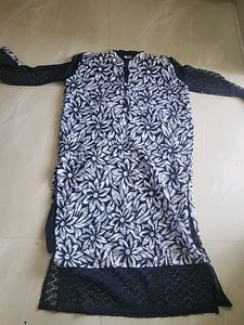Stylish Printed Kurta with Lace Sleeves