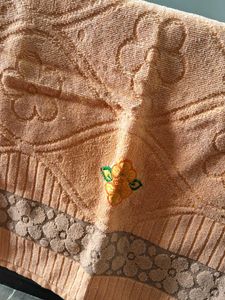 Embroidered Peach  bath towel