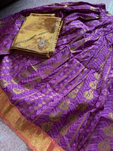 Purple Ethnic Skirt with Gold Dupatta