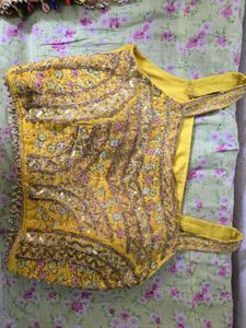 Yellow Embroidered Lehenga Choli  free gift