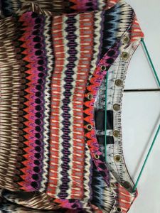Colorful Geometric Print Long Sleeve Top