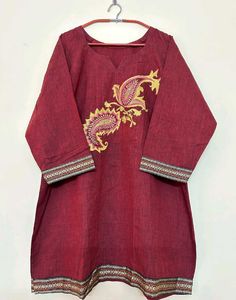 Maroon Embroidered Kurti 50" bust