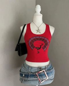 Red Graphic Halter Neck Tank Top 🍒