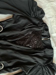 Black Sequin &amp; Embellished Blouse