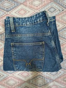 Blue Denim Jeans with Ripped Detail