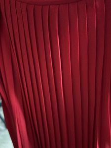 Vibrant Red Pleated Maxi Skirt