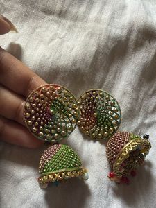 Traditional Oxidised &amp; Multicolor Jhumka Earrings