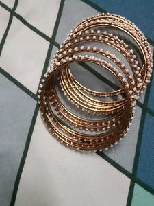 Elegant Pearl &amp; Gold Bangles and white bangle