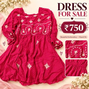 Beautiful Embroidered Flared Pink Dress