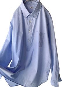 uniqlo light blue half button shirt