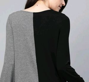 Roadster Women Colour Blocked Black &amp; Grey Twist
