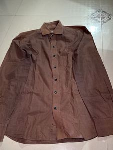 Men's Long Sleeve Brown Dress Shirt.
