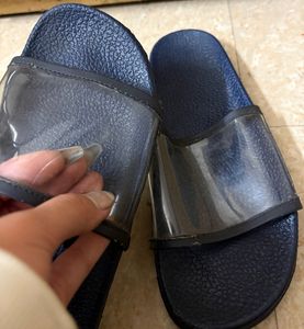 Blue Slides w Clear Straps