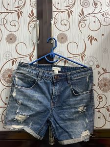 Distressed Denim Shorts