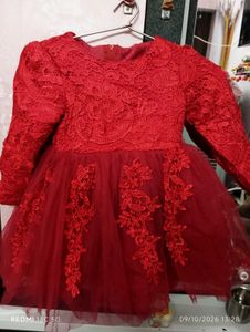 winter Red Lace Baby Dress👰🌹🥀
