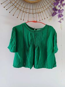 Emerald loose Green Crop Top