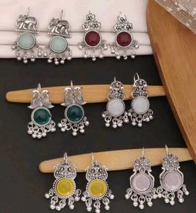 Oxidized Silver Dangle Earrings