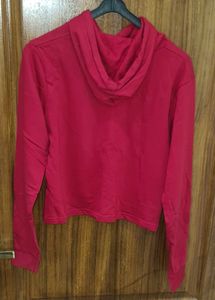 Red "No Drama" Crop Hoodie