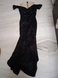 Black Sequin Off-Shoulder Gown