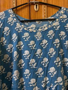 Blue Floral Print Kurta