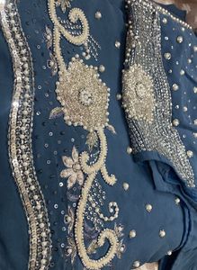 SALE!! Royal Pearl Beaded Embellished Grey Saree