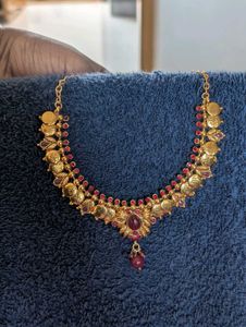 Traditional Antique Coin Necklace with Ruby Stones