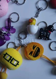 Cute Emoji &amp; Heart Keychains 10 pcs set