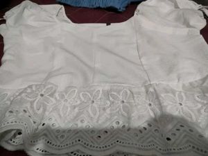 New White Puff Sleeve Peplum Top