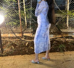 Ruched Mesh Maxi Dress