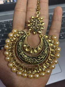 Party Wear Earrings And Maang Tikka Set