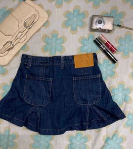 y2k pleated Denim Skirt