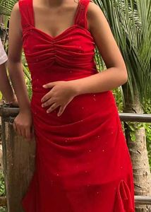 Red ruffle dress