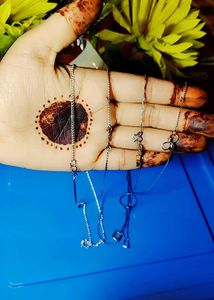 Jewelry Combo: Set of 4 Silver Chains &amp; 1 Beaded H