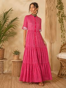 Bohemian Pink Tiered Maxi Dress