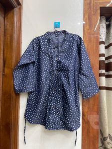 Blue Star Print Tunic Top