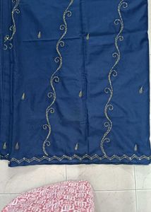 Handmade gold thread and chumkey work saree