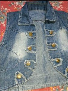 Denim Vest &amp; Striped Top Set