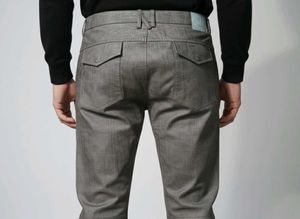 Gray Leather Textured Mens Portugese Pants