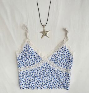Floral Lace Trim Cami Top