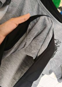Grey Graphic Print Off-Shoulder Top