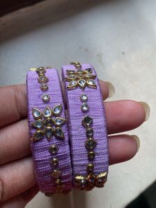 Beautiful Lavender Silk Thread stone designed Bang