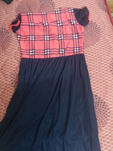 Plaid and Navy Blue Dress