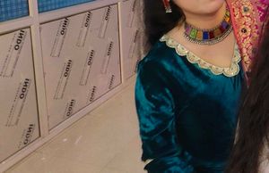 Elegant Ethnic velvet anarkali with bnarsi Shawl