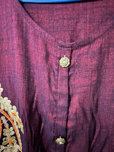 Maroon Kurta with Golden Embroidery | long kurti