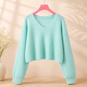 Cute Mint V-Neck Sweater