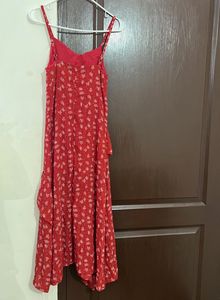 Red Floral Ruffle Dress