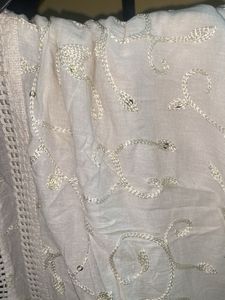 Elegant White Embroidered Dupatta