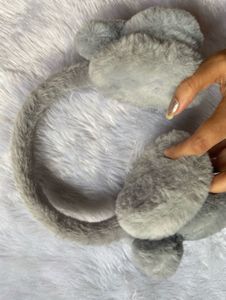 Fluffy Grey Bunny Ear Headband