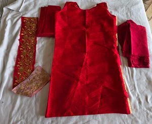 semi stitch Vibrant Red dresss set