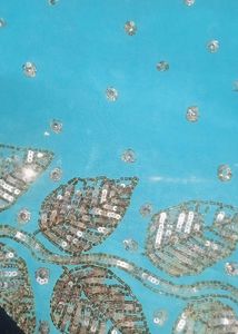Teal Saree with Gold Leaf Embellishmen cut dana wo